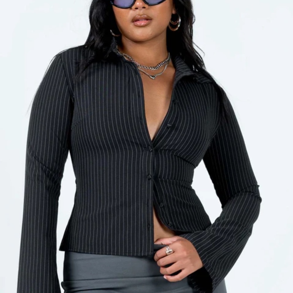 Princess Polly Black Pinstripe Jacket